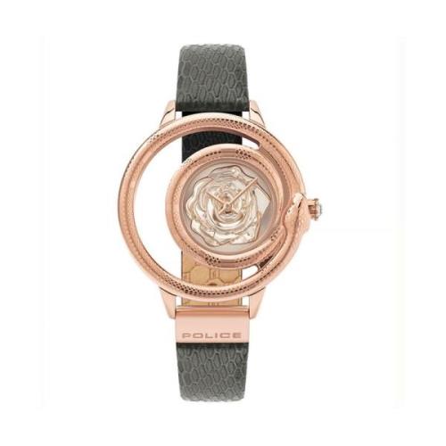 Grijze Leren Quartz Analoog Horloge Police , Gray , Dames