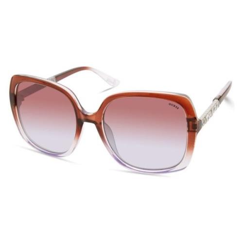 Zwarte Resin Zonnebril met Grijze Lens Guess , Brown , Dames