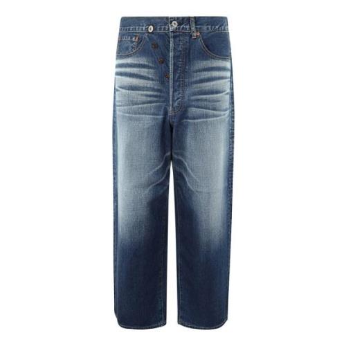 Wijde bodem blauwe jeans met grote zakken Junya Watanabe , Blue , Here...