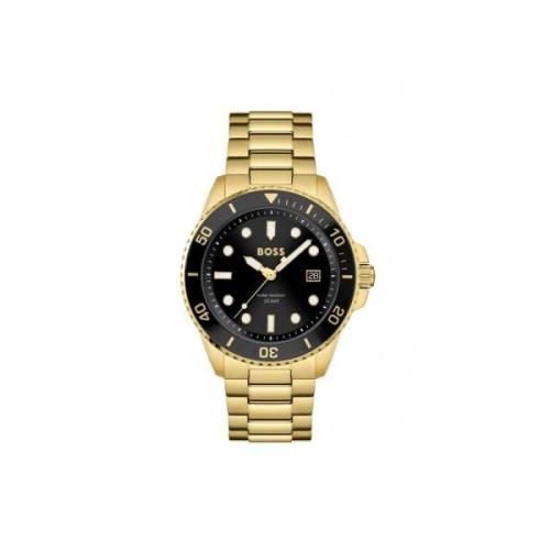 Gouden Roestvrij Stalen Quartz Horloge Hugo Boss , Yellow , Heren