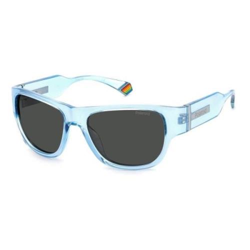 Blauwe Polycarbonaat Zonnebril Polaroid , Blue , Unisex