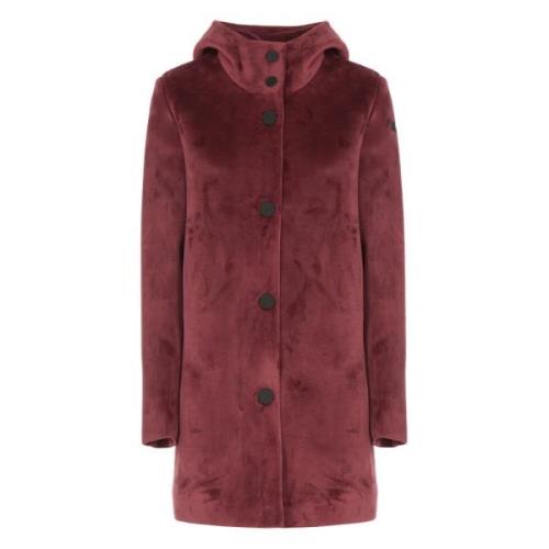 Bordeaux Velvet Parka met Capuchon RRD , Red , Dames