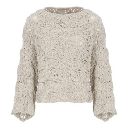 Beige Wollen Trui met Uitgesneden Details Antonelli Firenze , Beige , ...