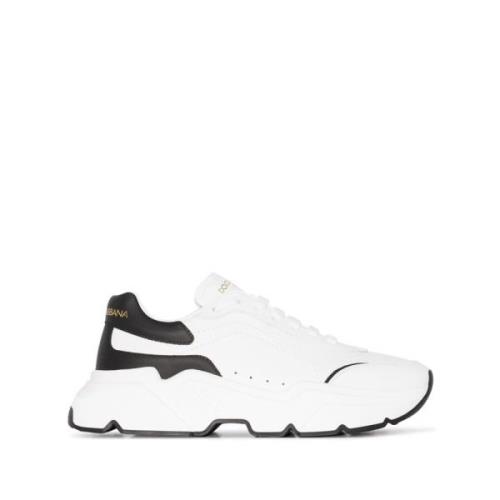 Witte Leren Sneakers met Logo Dolce & Gabbana , White , Dames