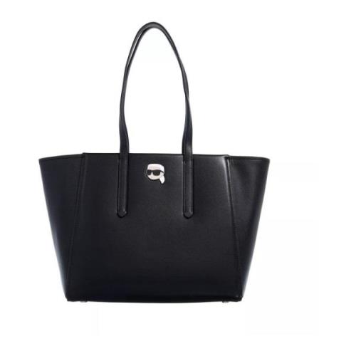 Iconische Leren Tote Tas Zwart Karl Lagerfeld , Black , Dames