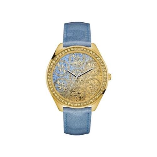 Blauwe Polyethyleen Kwarts Analoge Horloge Guess , Blue , Dames