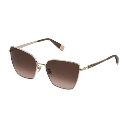 Bruine metalen zonnebril met degradatieglas Furla , Brown , Dames