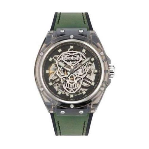 Groene Siliconen Kwarts Analoge Horloge Police , Green , Heren