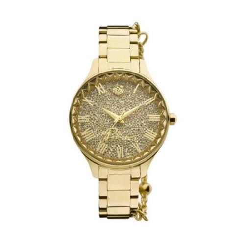 Gouden Roestvrij Stalen Kwarts Analoge Horloge Police , Yellow , Dames