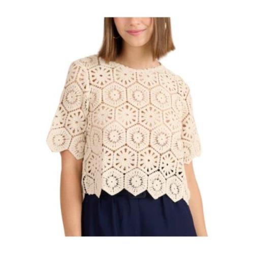 Gehaakte T-shirt in Beige NAF NAF , Beige , Dames