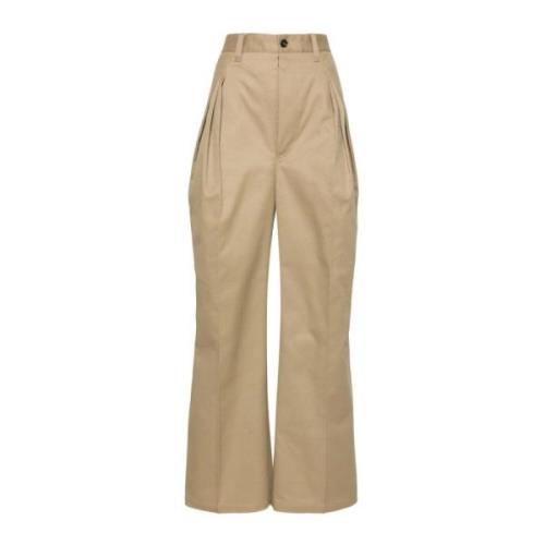 Beige Twill Weave High-Waisted Trousers Maison Margiela , Beige , Dame...