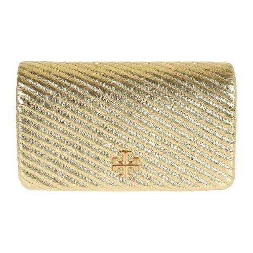 Metallic Moto Quilt Chain Wallet Tory Burch , Yellow , Dames