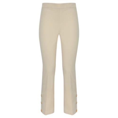 Flare Broek met Zijknopen Twinset , Beige , Dames