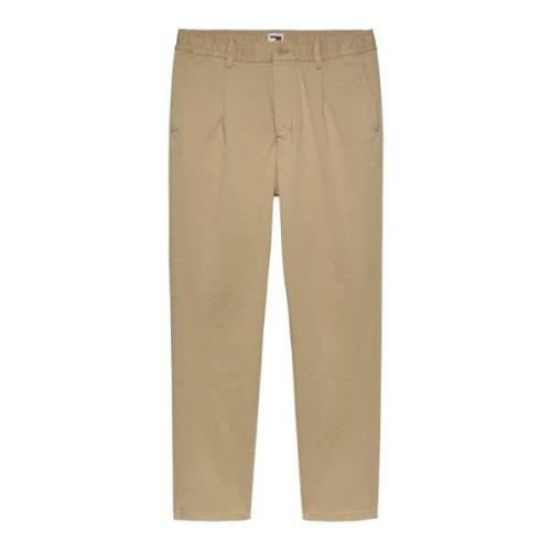 Beige Chino Broek met Elastische Taille Tommy Jeans , Brown , Heren