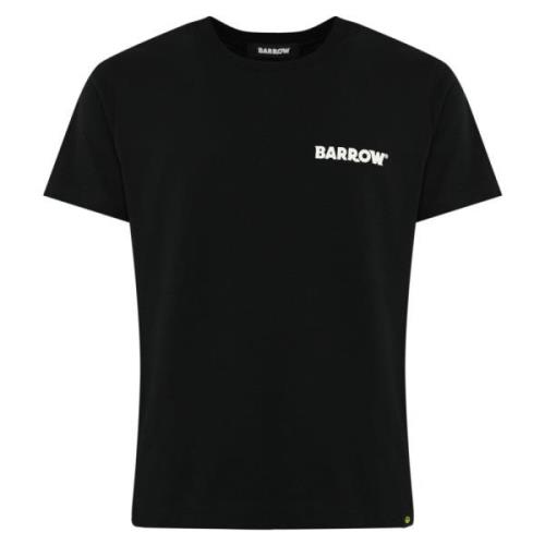 Zwarte katoenen T-shirt met logoprint Barrow , Black , Heren