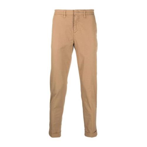 Bruine Katoenen Gabardine Slim Broek Fay , Brown , Heren