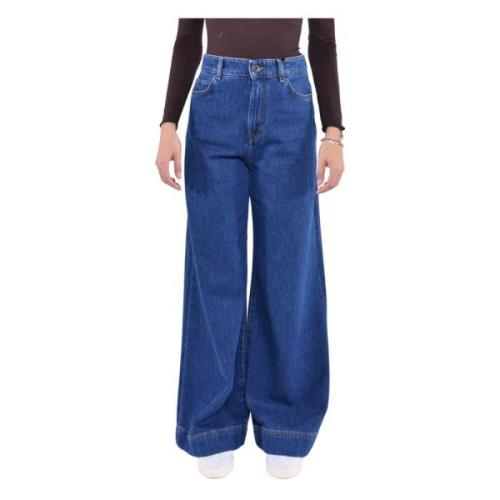 Wijde Pijp Denim Jeans met Hoge Stiksels Max Mara Weekend , Blue , Dam...