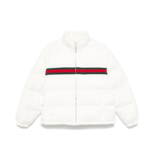 Witte Pufferjas met Geborduurd Logo Gucci , White , Dames