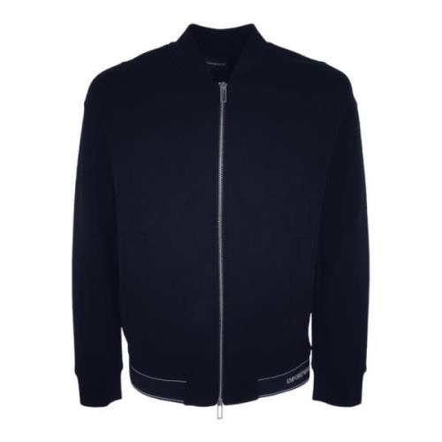 Blauwe Zip Hoodie met Voorlogo Emporio Armani , Blue , Heren