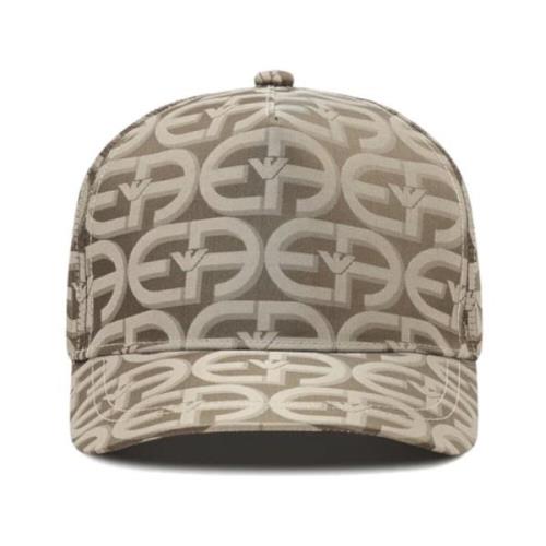 Beige Baseballpet met Logo Lettering Emporio Armani , Beige , Heren