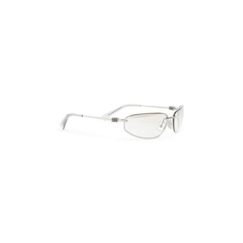 Glanzende Zilveren Zonnebril Miu Miu , Gray , Dames