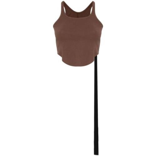 Bruine Tanktop Ronde Hals Katoen Rick Owens , Brown , Dames