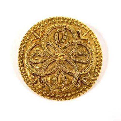 Pre-owned Metal brooches Chanel Vintage , Yellow , Dames