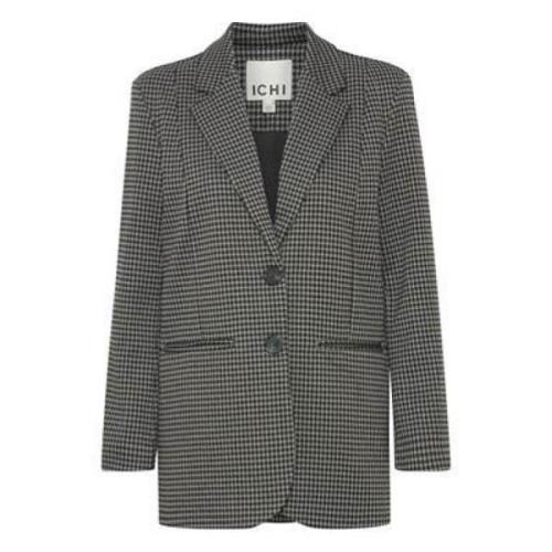 Houndstooth Oversize Jack Zwart/Grijs Ichi , Black , Dames