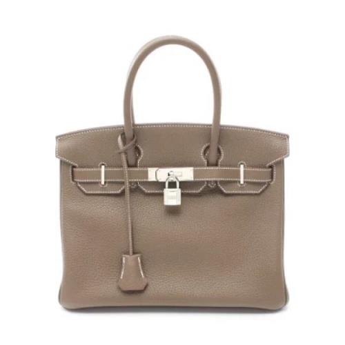 Pre-owned Leather handbags Hermès Vintage , Gray , Dames