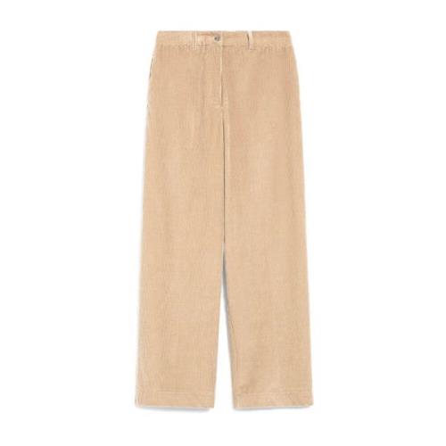 Fluwelen katoenen broek met zakken Max Mara , Beige , Dames