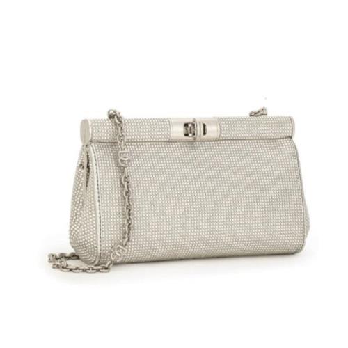 Rhinestone Embellished Chain-Link Satchel Dolce & Gabbana , Gray , Dam...