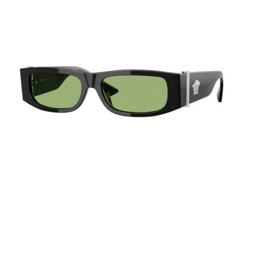 Zwarte Acetaat Zonnebril met Groene Lenzen Versace , Black , Dames