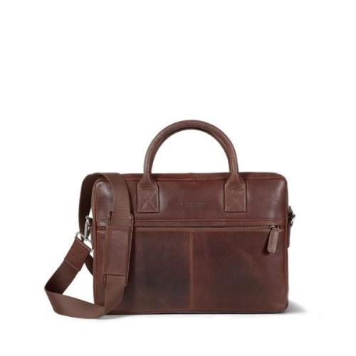 Bruine leren laptoptas Howard London , Brown , Heren