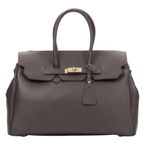 Donkerbruine Satchel Handtas voor Vrouwen gemaakt van Premium Italiaan...