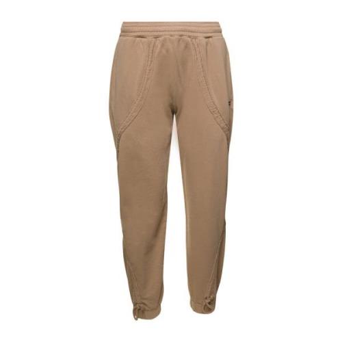 Beige Katoenen Sweatpants met Logopatch Bluemarble , Beige , Heren