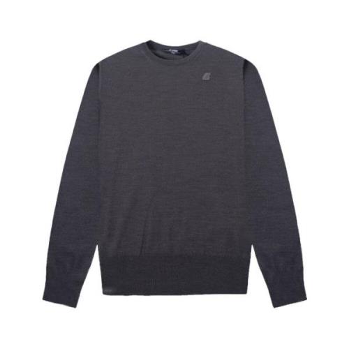 Heren Ronde Hals Sweater Grijs Melange K-Way , Gray , Heren