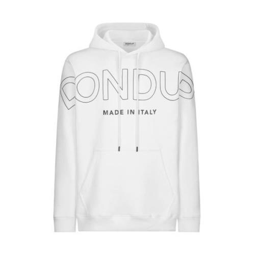 Hoodie met Contrastlogo en Kangoeroezak Dondup , White , Heren