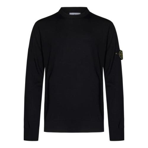 Zwarte Wollen Trui Aw24 Stone Island , Black , Heren