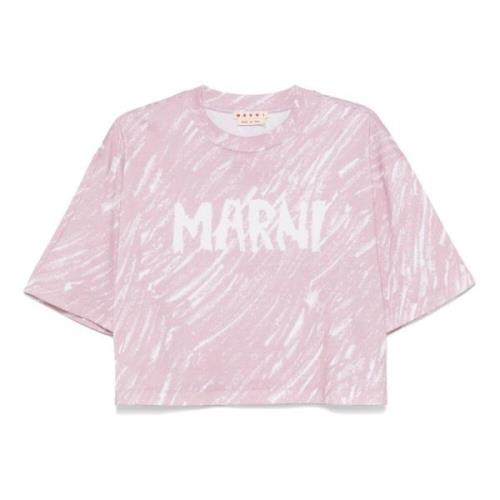 Roze Scribble Logo T-shirt Marni , Pink , Dames