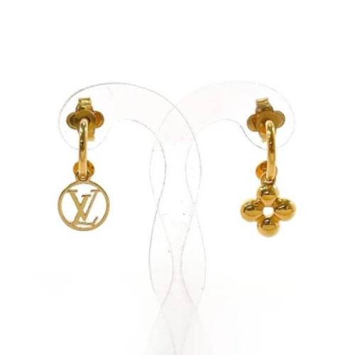 Pre-owned Metal earrings Louis Vuitton Vintage , Yellow , Dames