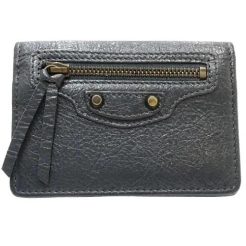 Pre-owned Leather wallets Balenciaga Vintage , Gray , Dames