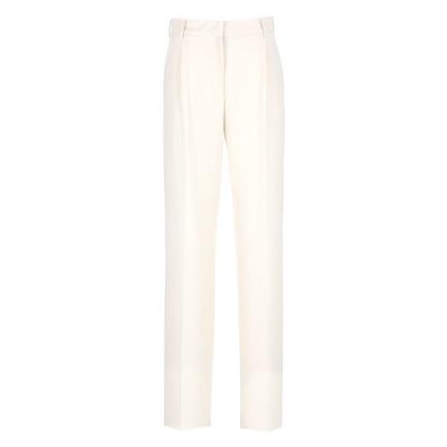 Ivoor wollen blend broek met zakken Antonelli Firenze , Beige , Dames