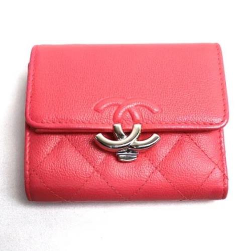 Pre-owned Leather wallets Chanel Vintage , Pink , Dames