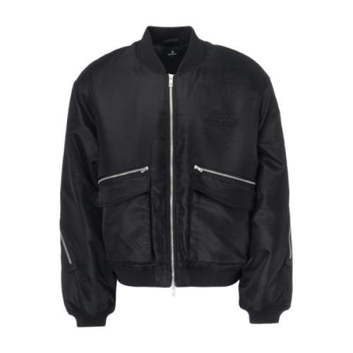 Gewatteerd bomberjack in zwart nylon Represent , Black , Heren