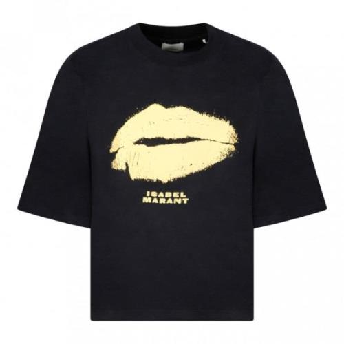 Zwart Ben Bisous Print T-Shirt Isabel Marant , Black , Dames