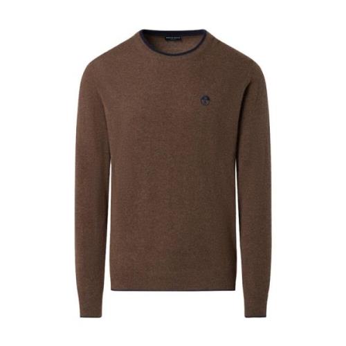 Bruine Crewneck Sweater Contrast Trim North Sails , Brown , Heren