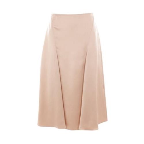 Champagne Zijden Midi Rok Fendi , Beige , Dames