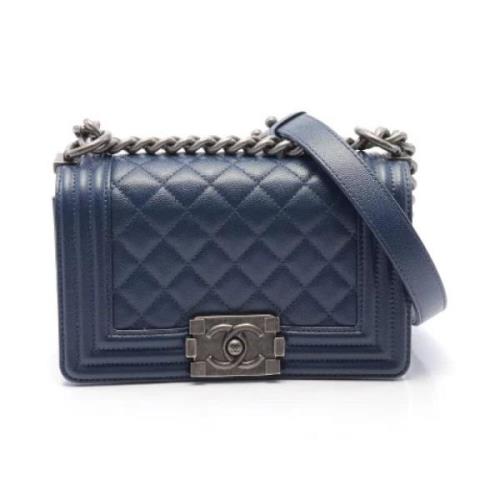 Pre-owned Leather crossbody-bags Chanel Vintage , Blue , Dames