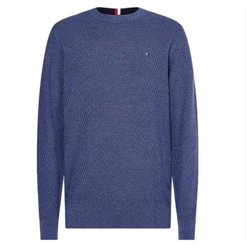 Katoenen Honingraat Gebreide Trui Tommy Hilfiger , Blue , Heren