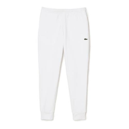 Witte Slim Fit Broek met Logo Borduursel Lacoste , White , Heren